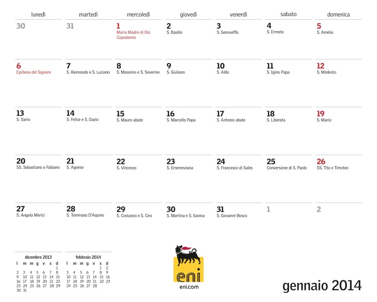 gennaio calendario