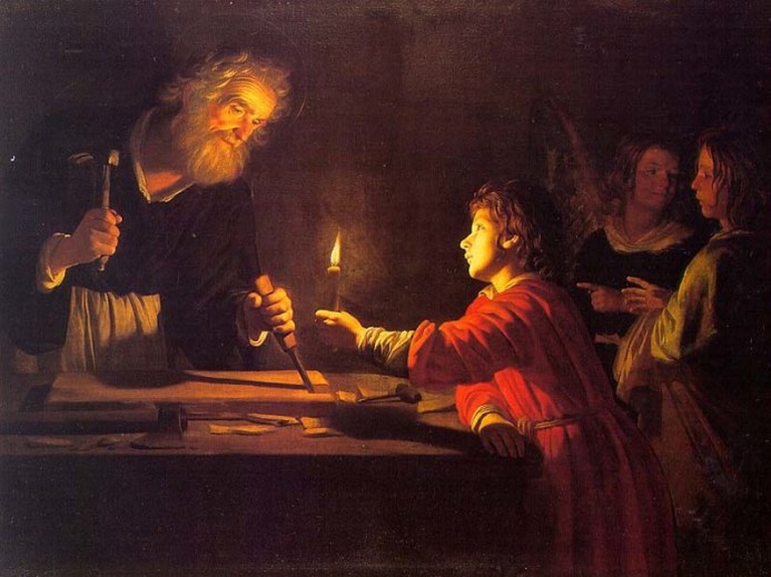Gerrit van Honthorst,  il Bambino Gesù nella bottega di San Giuseppe